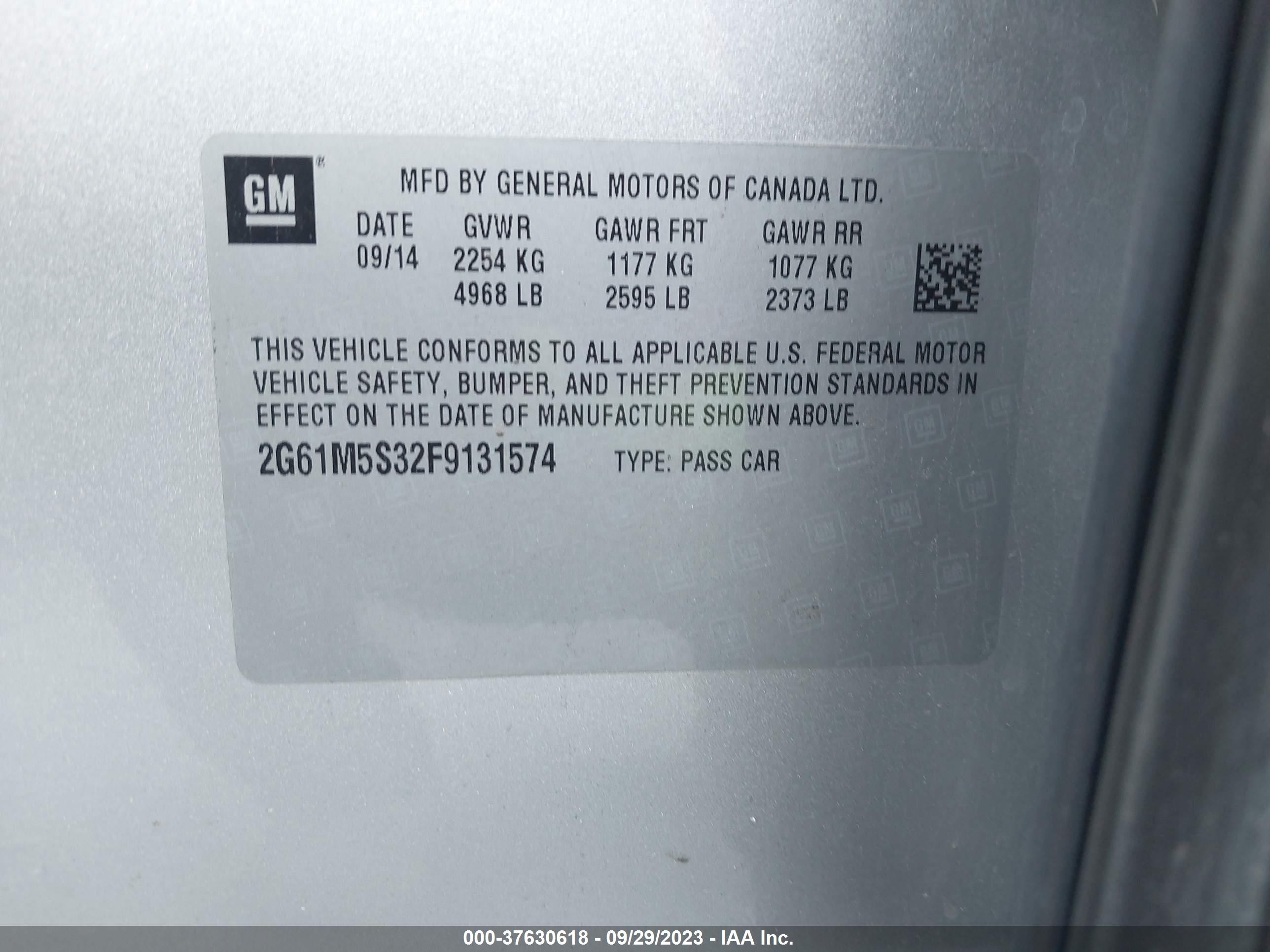 Photo 8 VIN: 2G61M5S32F9131574 - CADILLAC XTS 