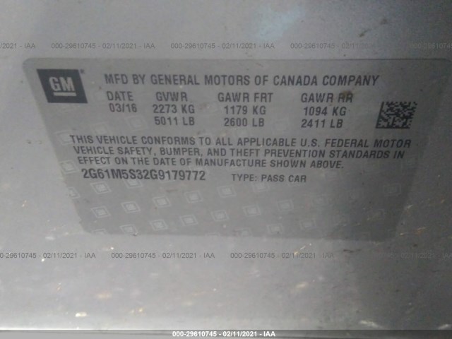 Photo 8 VIN: 2G61M5S32G9179772 - CADILLAC XTS 