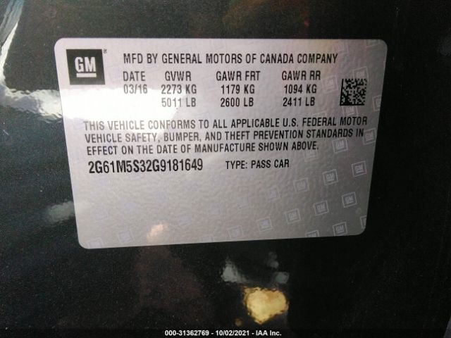 Photo 8 VIN: 2G61M5S32G9181649 - CADILLAC XTS 