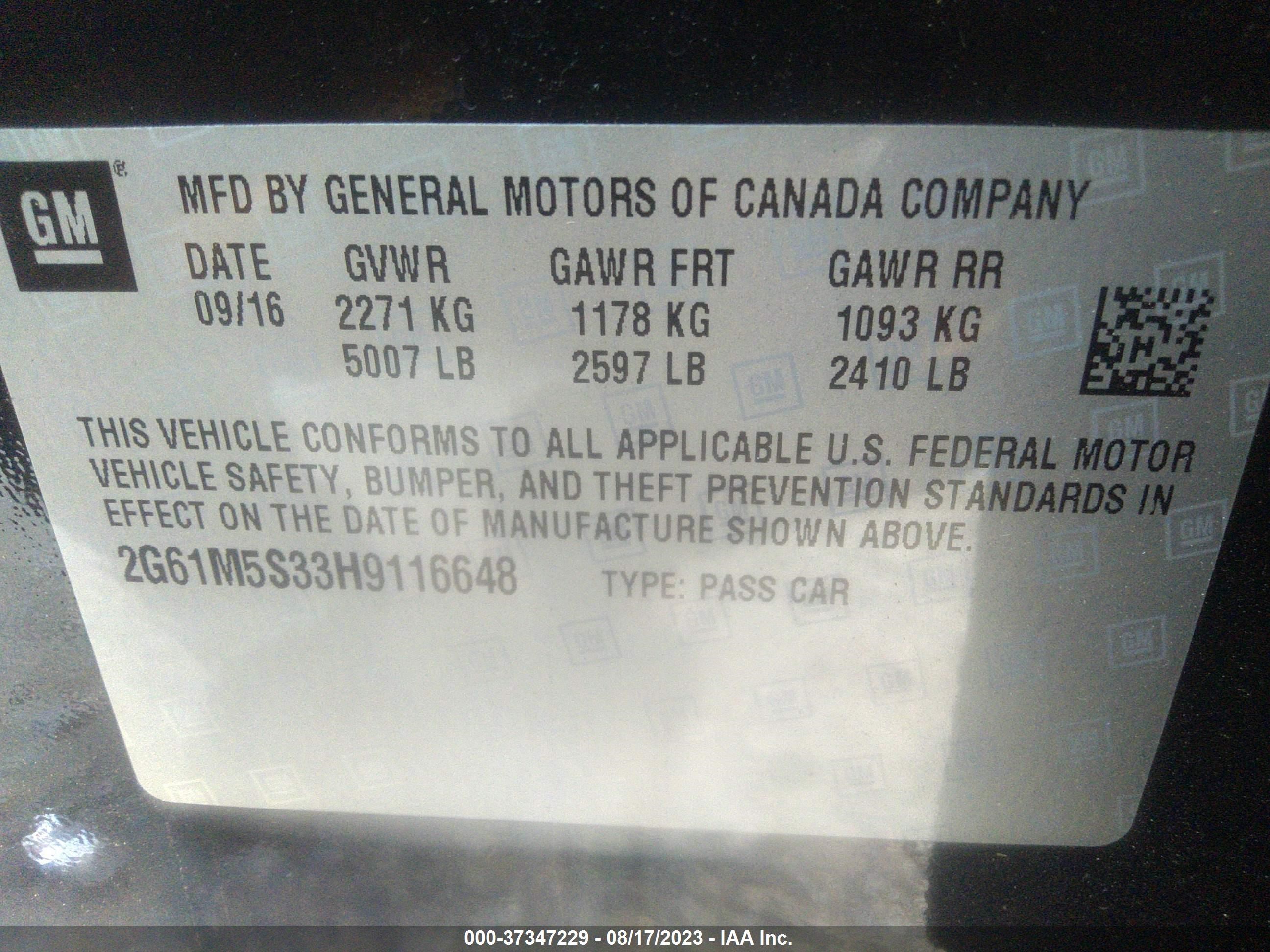 Photo 8 VIN: 2G61M5S33H9116648 - CADILLAC XTS 