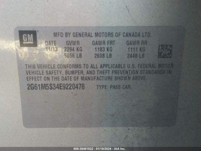 Photo 8 VIN: 2G61M5S34E9220478 - CADILLAC XTS 