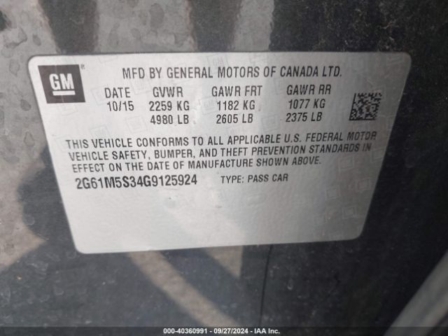 Photo 8 VIN: 2G61M5S34G9125924 - CADILLAC XTS 