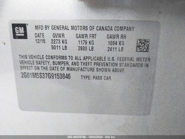 Photo 8 VIN: 2G61M5S37G9153846 - CADILLAC XTS 