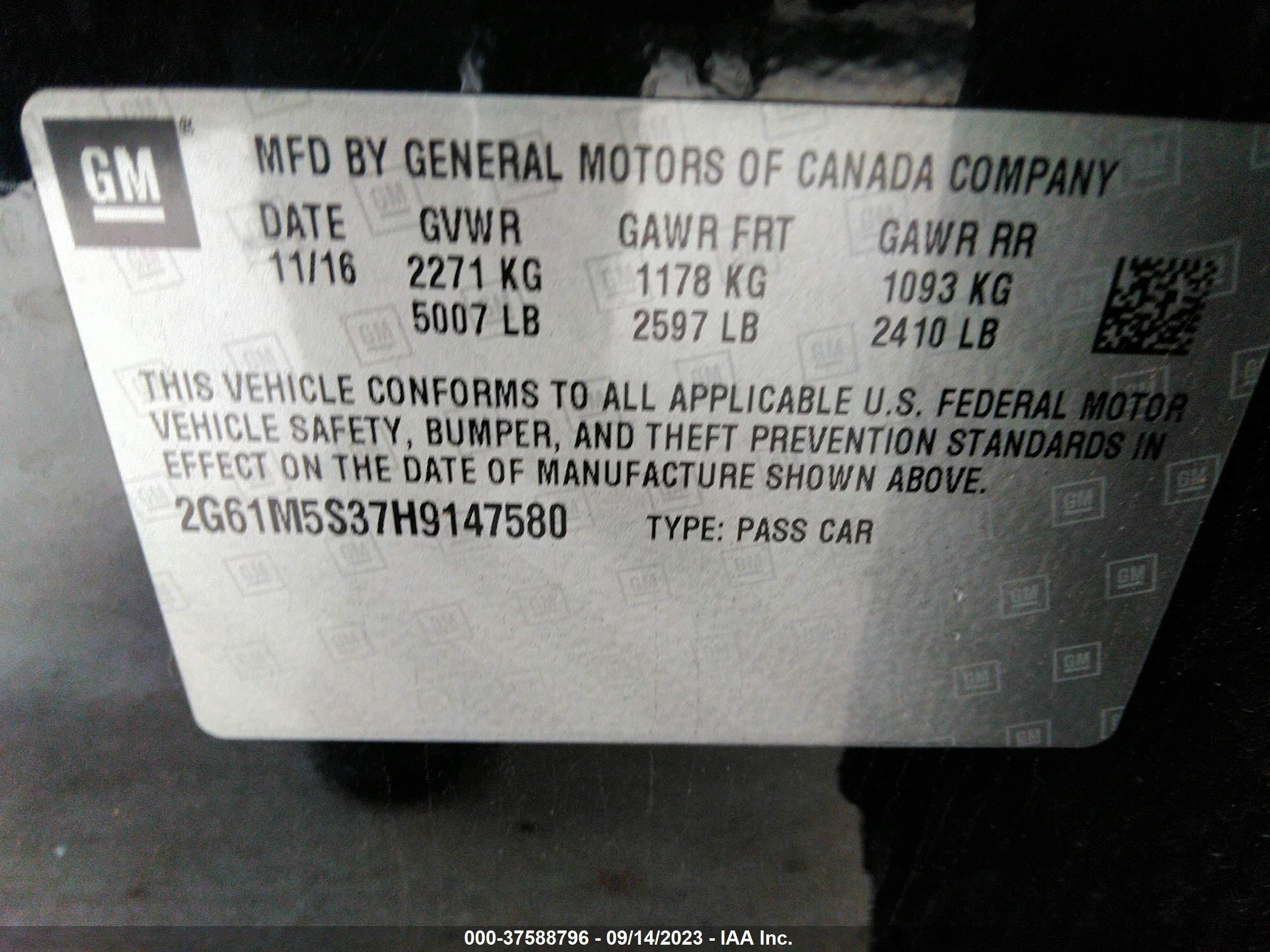 Photo 8 VIN: 2G61M5S37H9147580 - CADILLAC XTS 