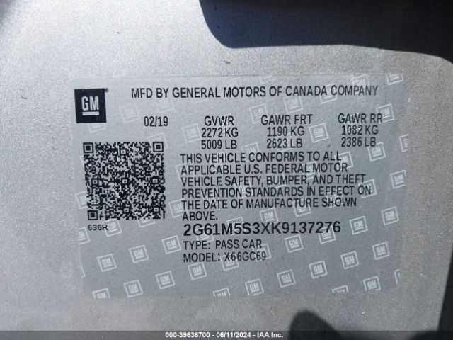 Photo 8 VIN: 2G61M5S3XK9137276 - CADILLAC XTS 