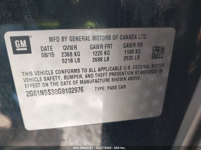 Photo 8 VIN: 2G61N5S30G9102976 - CADILLAC XTS 