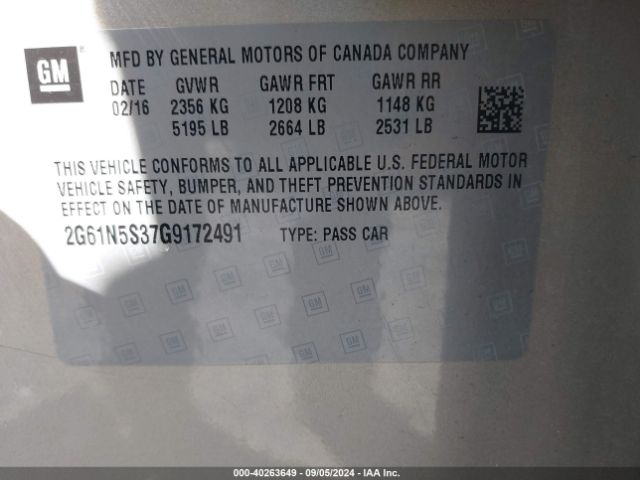 Photo 8 VIN: 2G61N5S37G9172491 - CADILLAC XTS 