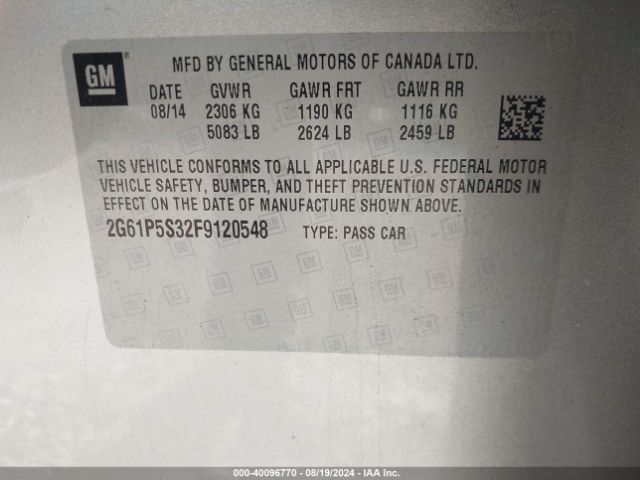 Photo 8 VIN: 2G61P5S32F9120548 - CADILLAC XTS 