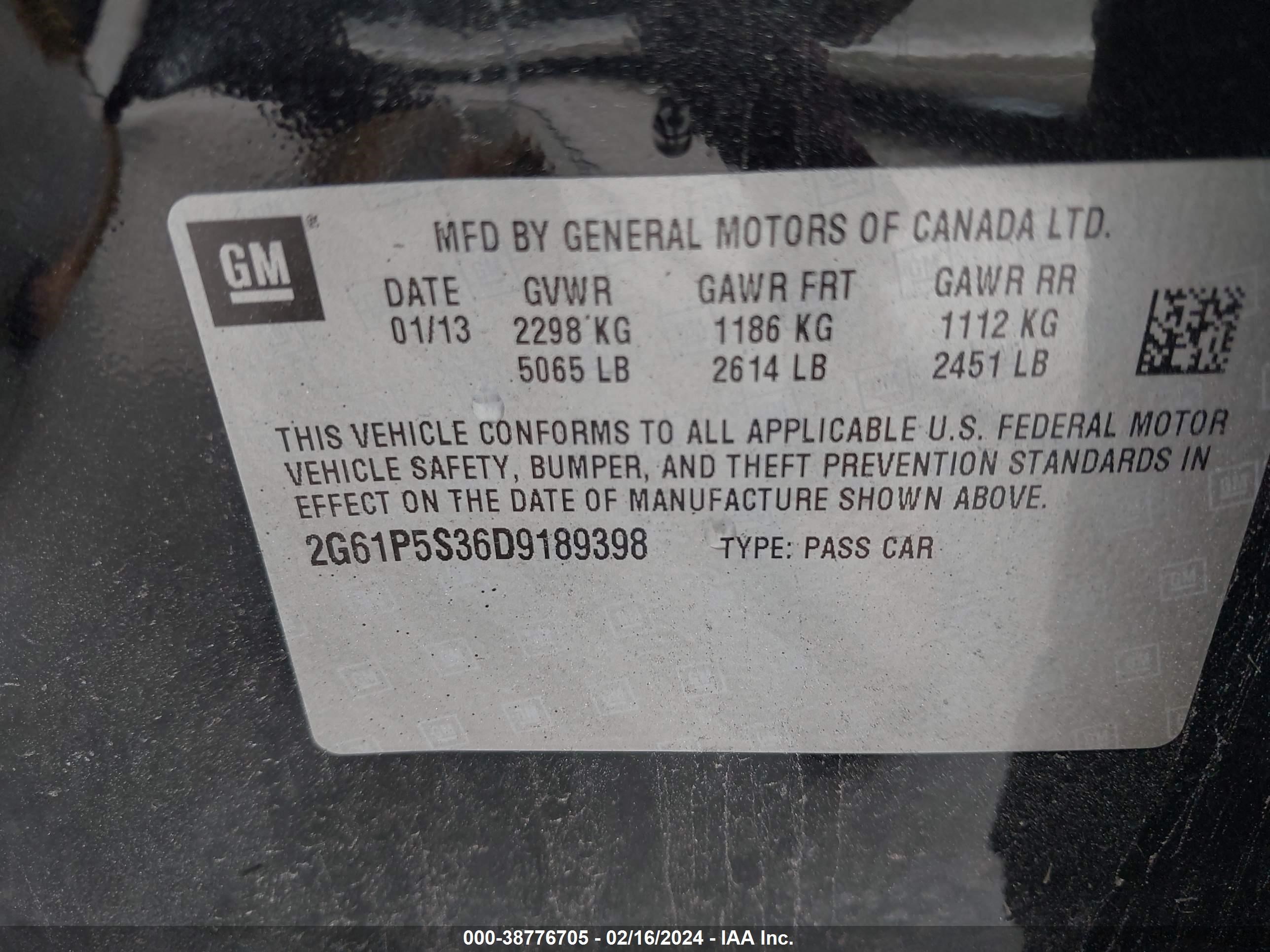 Photo 8 VIN: 2G61P5S36D9189398 - CADILLAC XTS 