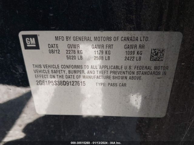 Photo 8 VIN: 2G61P5S38D9127615 - CADILLAC XTS 