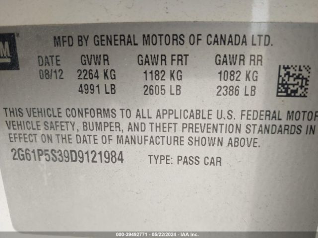 Photo 8 VIN: 2G61P5S39D9121984 - CADILLAC XTS 