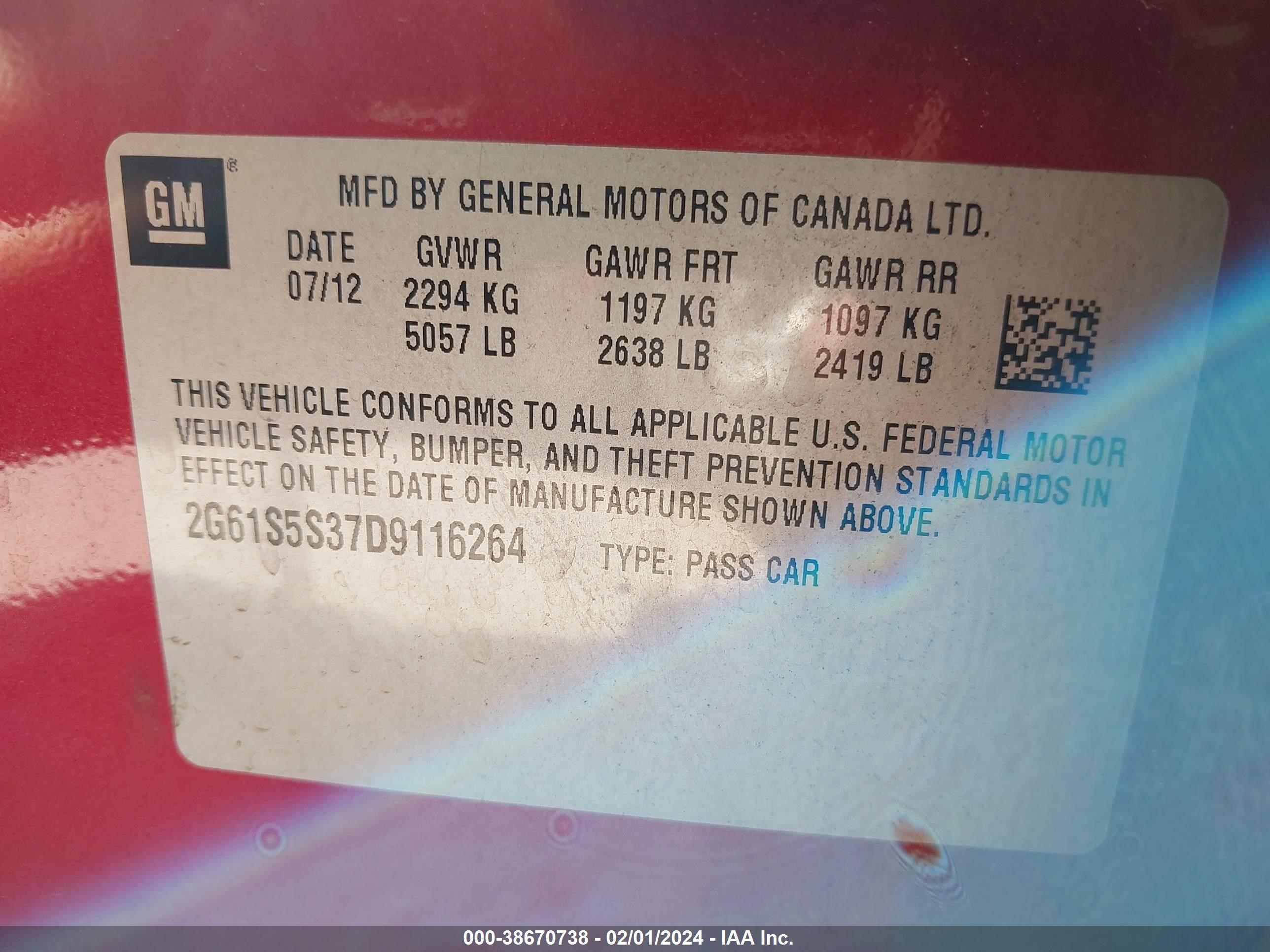 Photo 8 VIN: 2G61S5S37D9116264 - CADILLAC XTS 