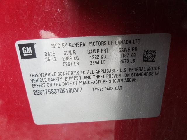 Photo 9 VIN: 2G61T5S37D9108307 - CADILLAC XTS PREMIU 