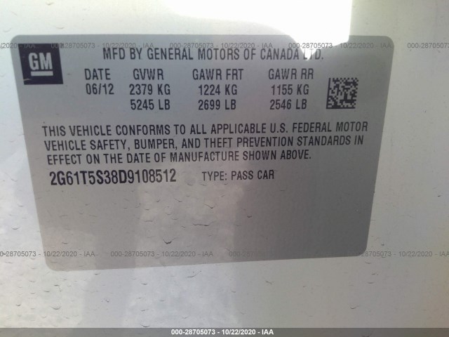 Photo 8 VIN: 2G61T5S38D9108512 - CADILLAC XTS 