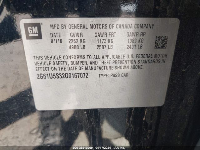 Photo 8 VIN: 2G61U5S32G9167072 - CADILLAC XTS 