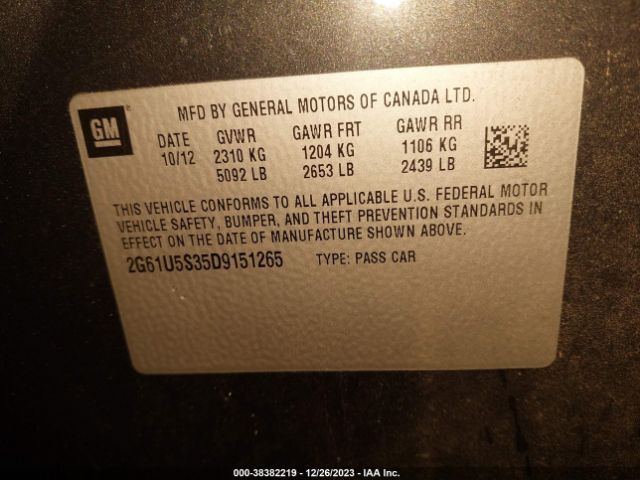 Photo 8 VIN: 2G61U5S35D9151265 - CADILLAC XTS 