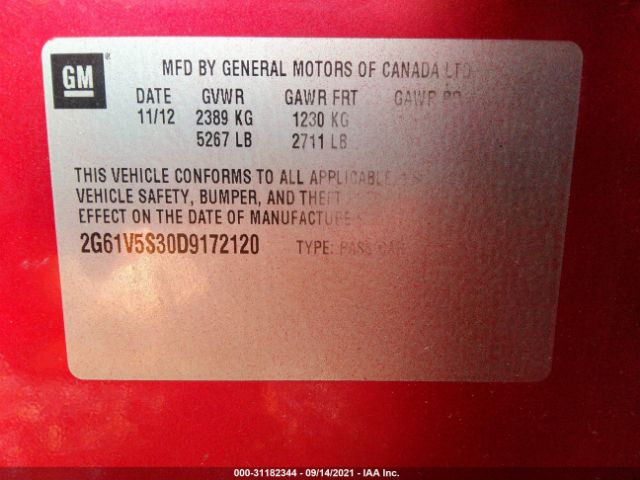 Photo 8 VIN: 2G61V5S30D9172120 - CADILLAC XTS 