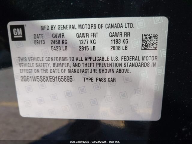 Photo 8 VIN: 2G61W5S8XE9165895 - CADILLAC XTS 