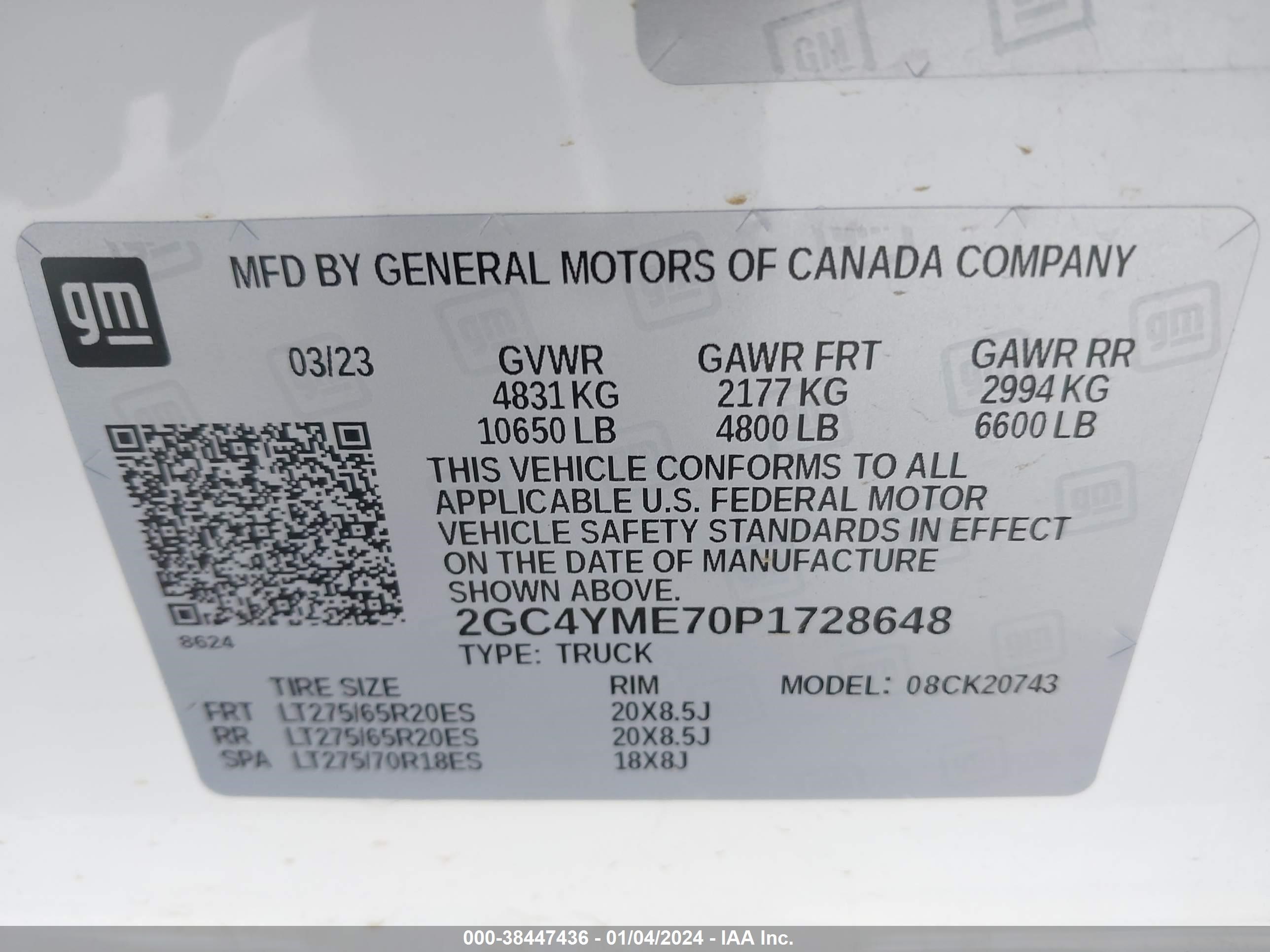 Photo 8 VIN: 2GC4YME70P1728648 - CHEVROLET SILVERADO 