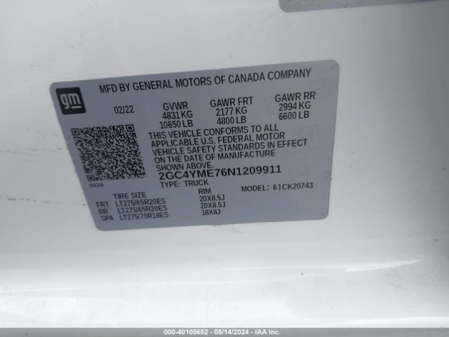 Photo 8 VIN: 2GC4YME76N1209911 - CHEVROLET SILVERADO HD 