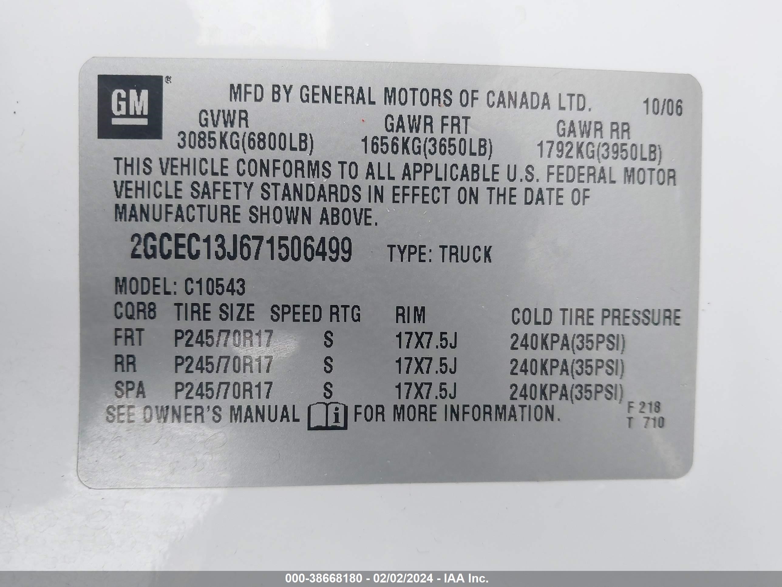 Photo 8 VIN: 2GCEC13J671506499 - CHEVROLET SILVERADO 