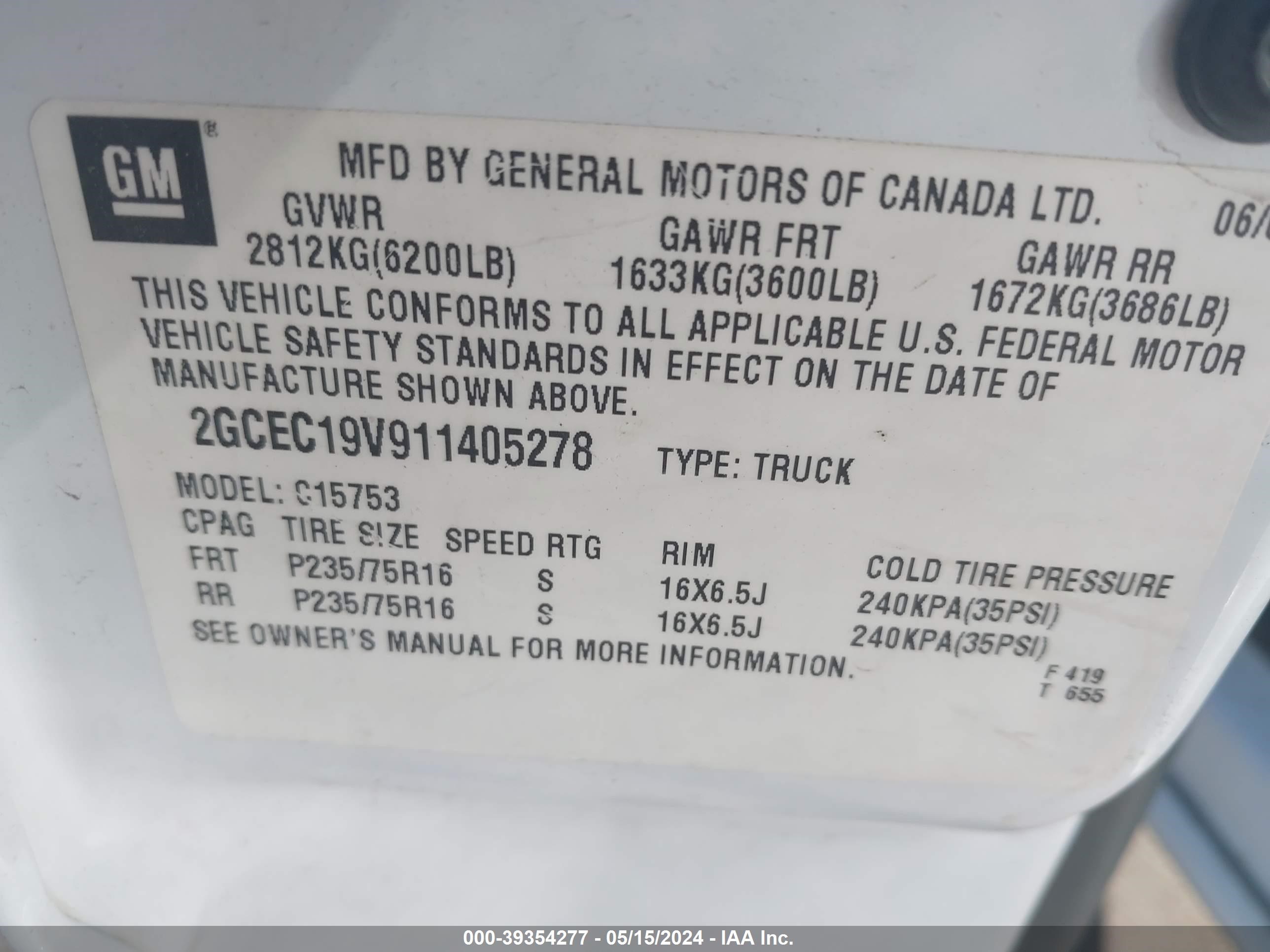 Photo 8 VIN: 2GCEC19V911405278 - CHEVROLET SILVERADO 