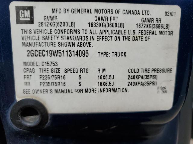 Photo 11 VIN: 2GCEC19W511314095 - CHEVROLET SILVERADO 