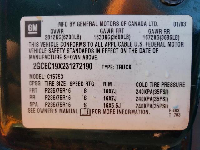 Photo 12 VIN: 2GCEC19X231272190 - CHEVROLET SILVERADO 