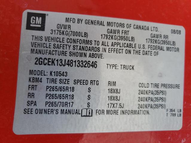 Photo 9 VIN: 2GCEK13J481332646 - CHEVROLET SILVERADO 