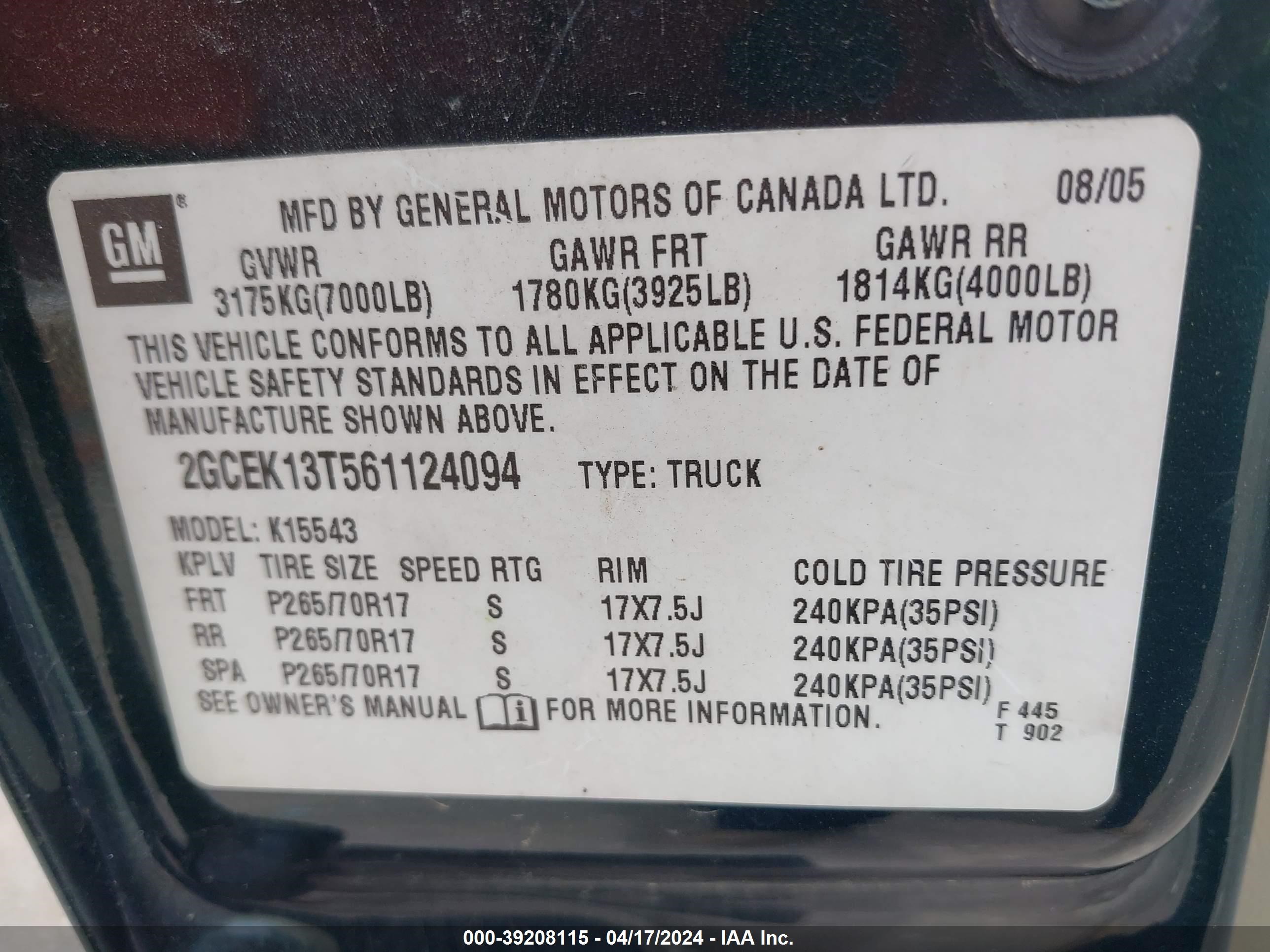 Photo 8 VIN: 2GCEK13T561124094 - CHEVROLET SILVERADO 