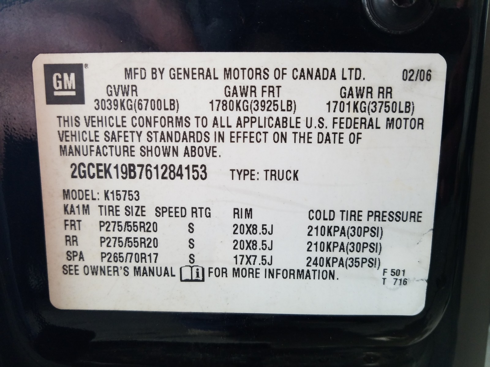 Photo 9 VIN: 2GCEK19B761284153 - CHEVROLET SILVERADO 