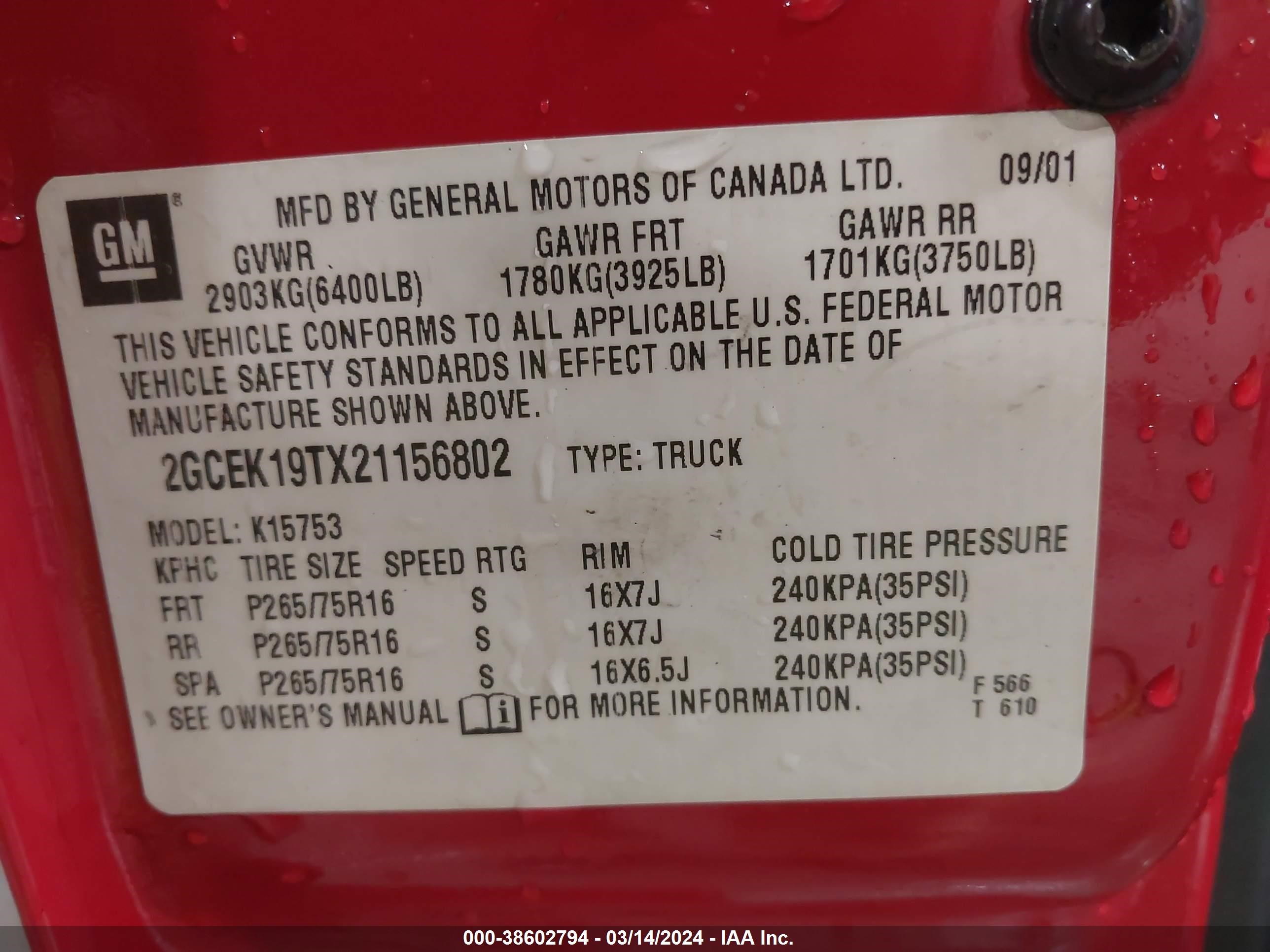 Photo 8 VIN: 2GCEK19TX21156802 - CHEVROLET SILVERADO 