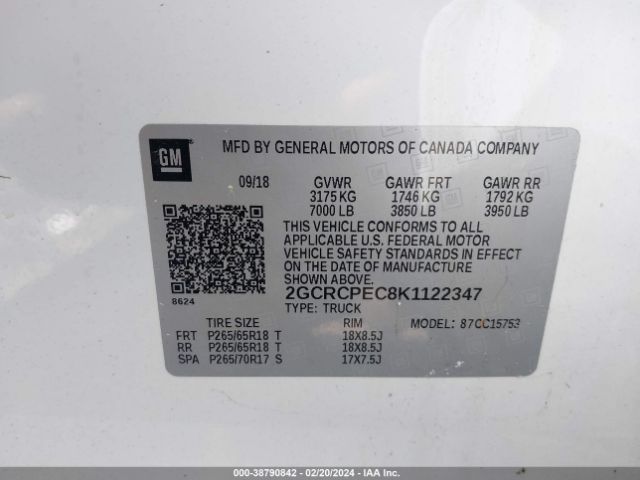 Photo 8 VIN: 2GCRCPEC8K1122347 - CHEVROLET SILVERADO 1500 LD 