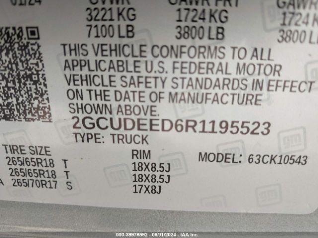 Photo 8 VIN: 2GCUDEED6R1195523 - CHEVROLET SILVERADO 