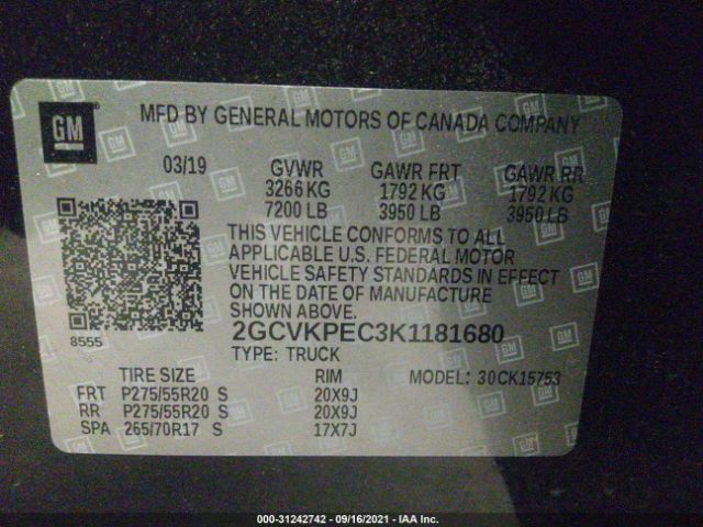 Photo 8 VIN: 2GCVKPEC3K1181680 - CHEVROLET SILVERADO 1500 LD 