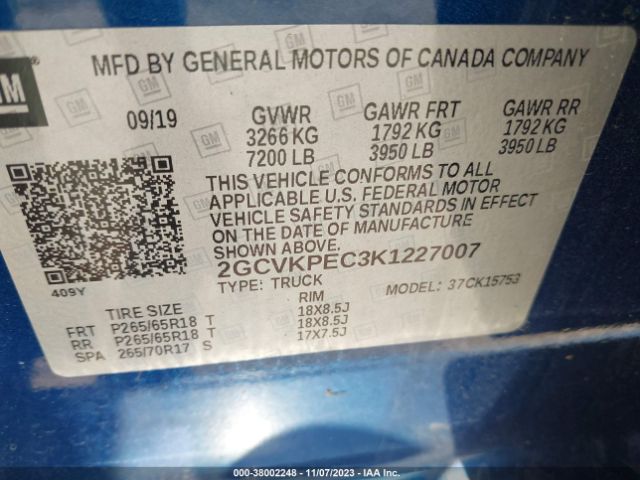 Photo 8 VIN: 2GCVKPEC3K1227007 - CHEVROLET SILVERADO 1500 LD 