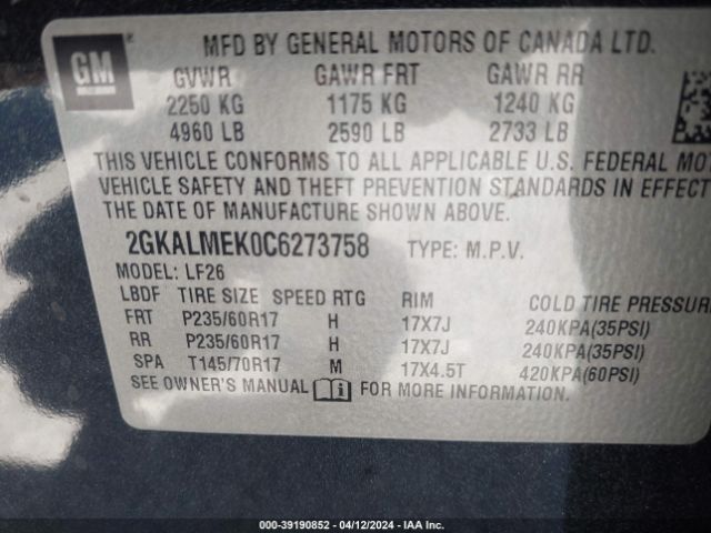 Photo 8 VIN: 2GKALMEK0C6273758 - GMC TERRAIN 