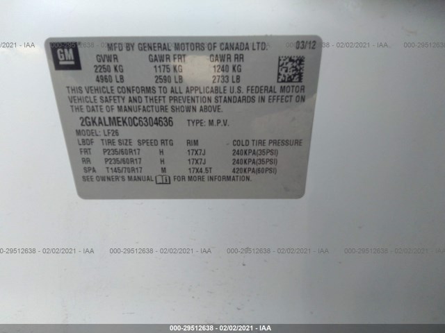 Photo 8 VIN: 2GKALMEK0C6304636 - GMC TERRAIN 