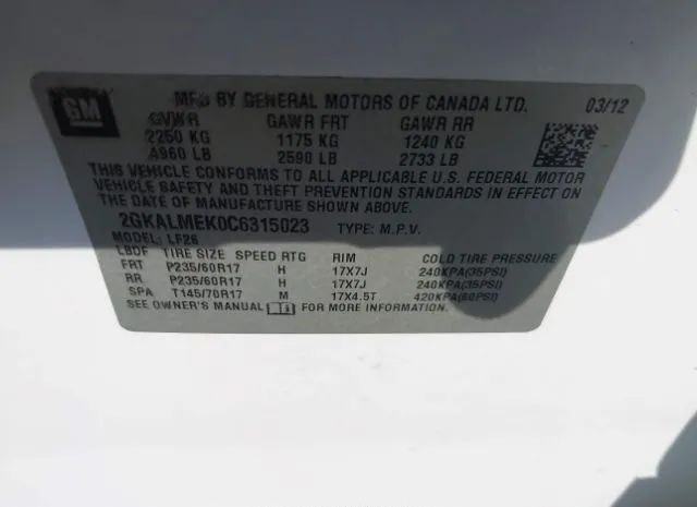 Photo 8 VIN: 2GKALMEK0C6315023 - GMC TERRAIN 