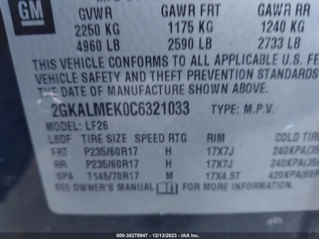 Photo 8 VIN: 2GKALMEK0C6321033 - GMC TERRAIN 