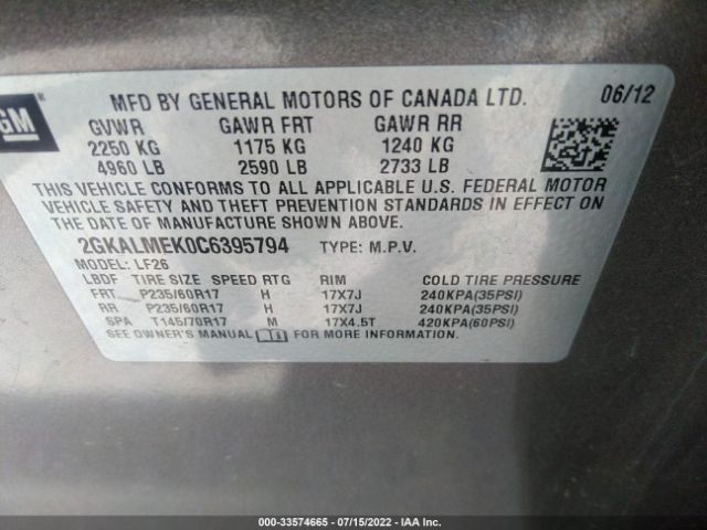 Photo 8 VIN: 2GKALMEK0C6395794 - GMC TERRAIN 