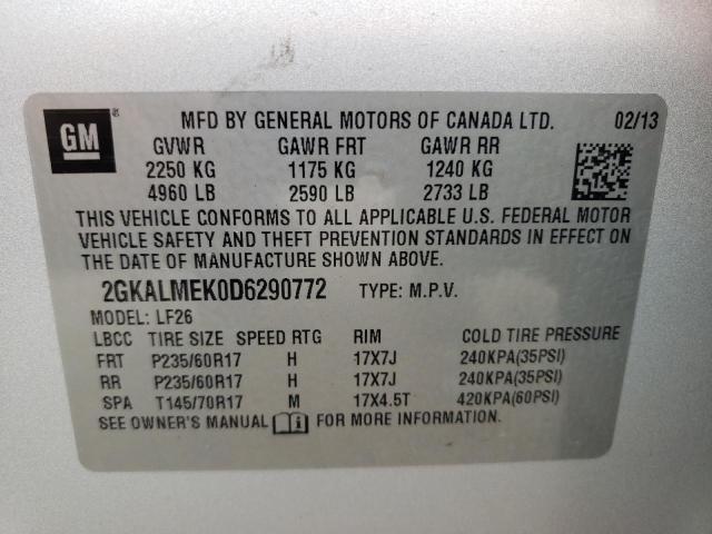 Photo 9 VIN: 2GKALMEK0D6290772 - GMC TERRAIN SL 