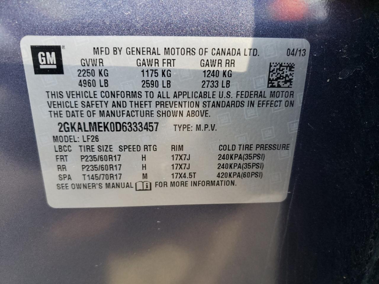 Photo 12 VIN: 2GKALMEK0D6333457 - GMC TERRAIN 