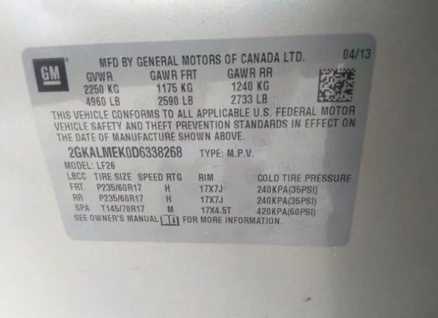 Photo 8 VIN: 2GKALMEK0D6338268 - GMC TERRAIN 