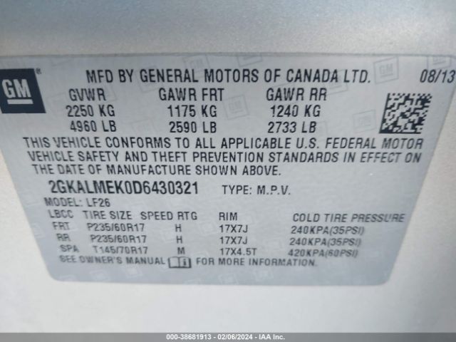 Photo 8 VIN: 2GKALMEK0D6430321 - GMC TERRAIN 