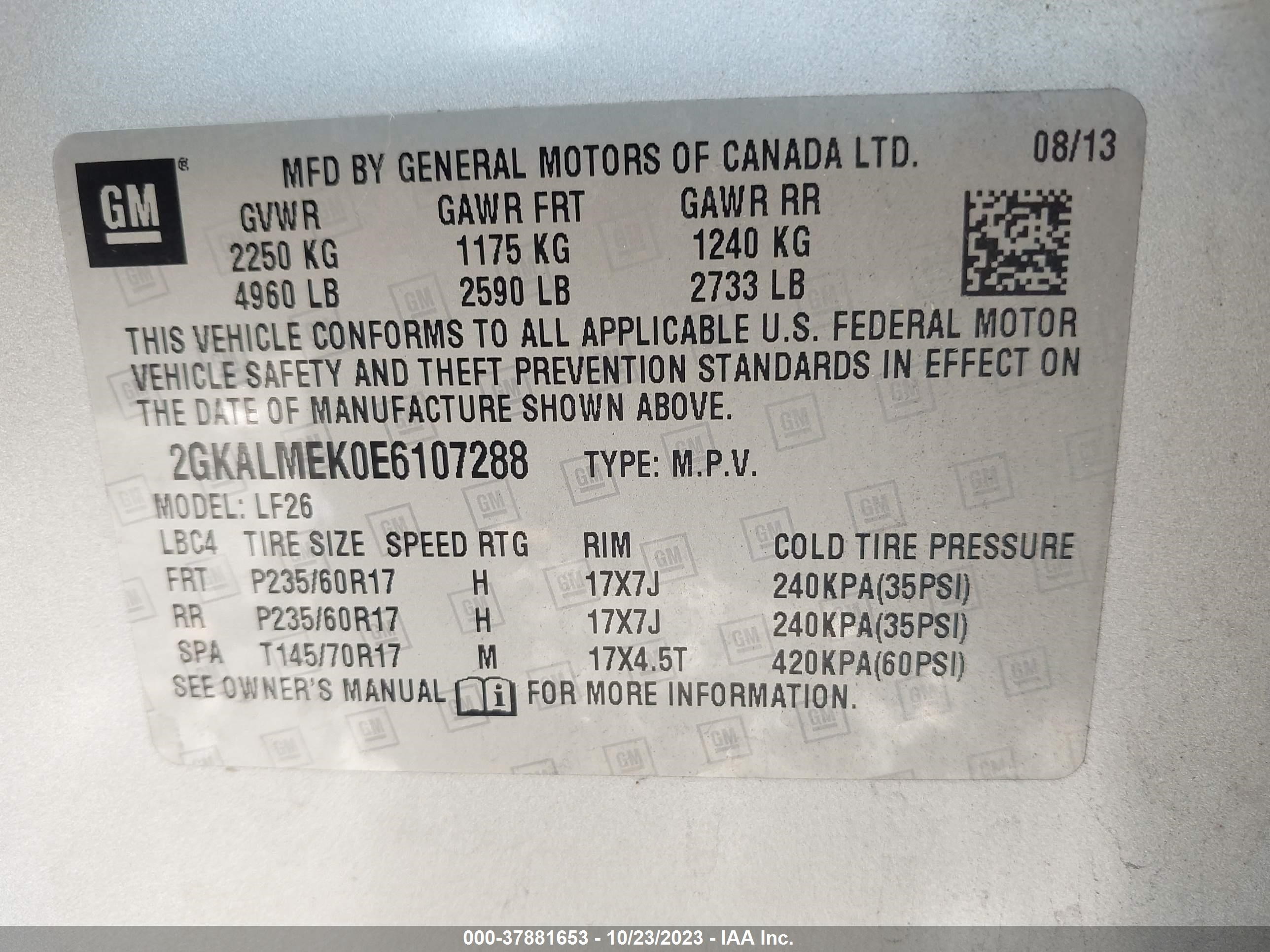 Photo 8 VIN: 2GKALMEK0E6107288 - GMC TERRAIN 