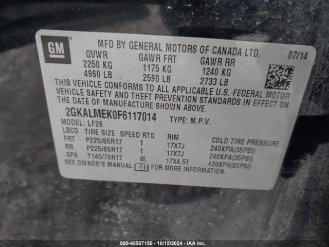 Photo 8 VIN: 2GKALMEK0F6117014 - GMC TERRAIN 