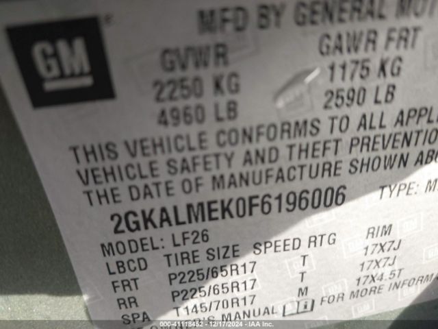 Photo 8 VIN: 2GKALMEK0F6196006 - GMC TERRAIN 