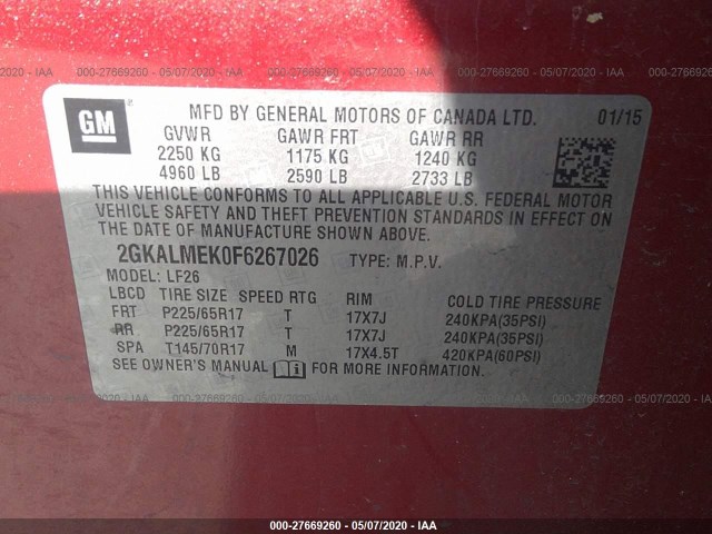 Photo 8 VIN: 2GKALMEK0F6267026 - GMC TERRAIN 