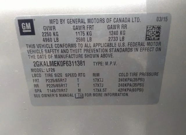 Photo 8 VIN: 2GKALMEK0F6311381 - GMC TERRAIN 